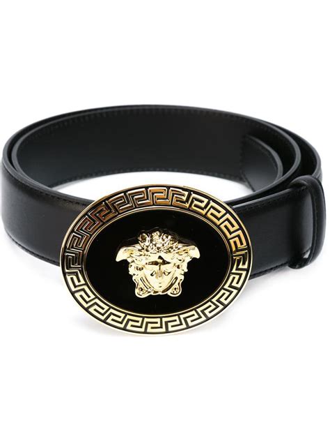 versace collection men's medusa steel buckle leather belt black|Versace Medusa head belt.